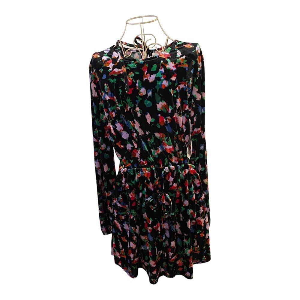 Open Edit Painters Mark Velvet Open Back Dress NWT Size L Black